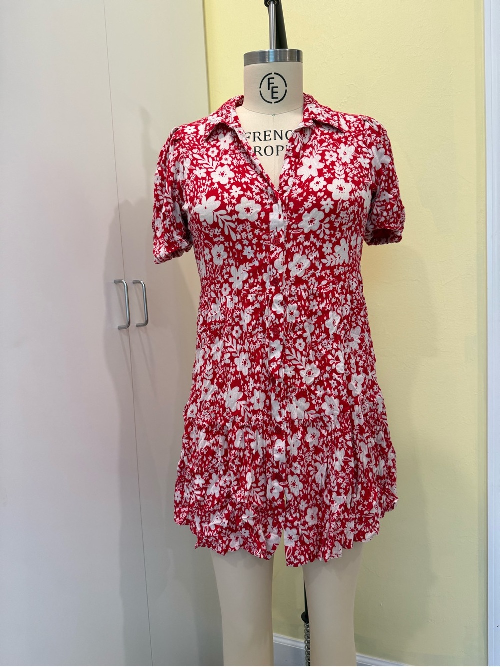 Oak & Trellis Red Floral Button-Front Dress